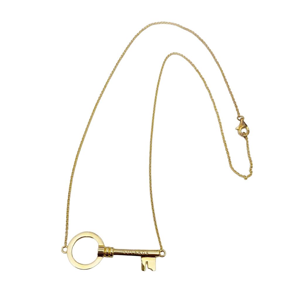 Gold Plated Sterling Silver LuLaRoe Engraved Key 925 Necklace 18”